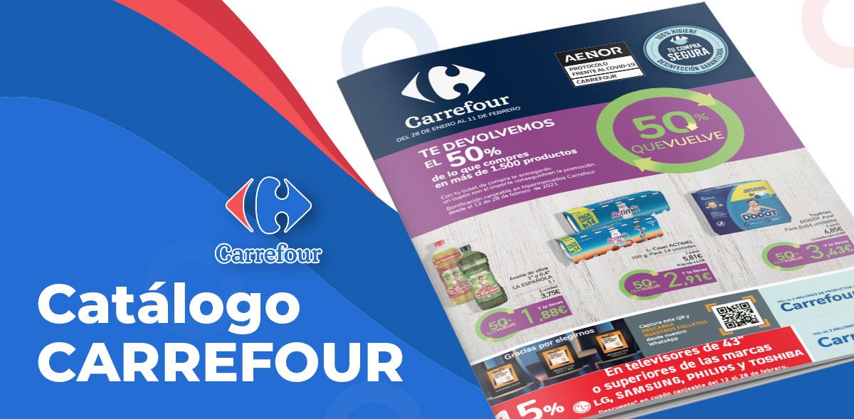 Carrefour te devuelve el 50% en más de 1500 productos hasta el 11 febrero
