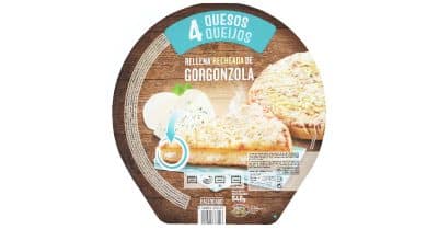 pizza de 4 quesos con borde gorgonzola hacendado mercadona