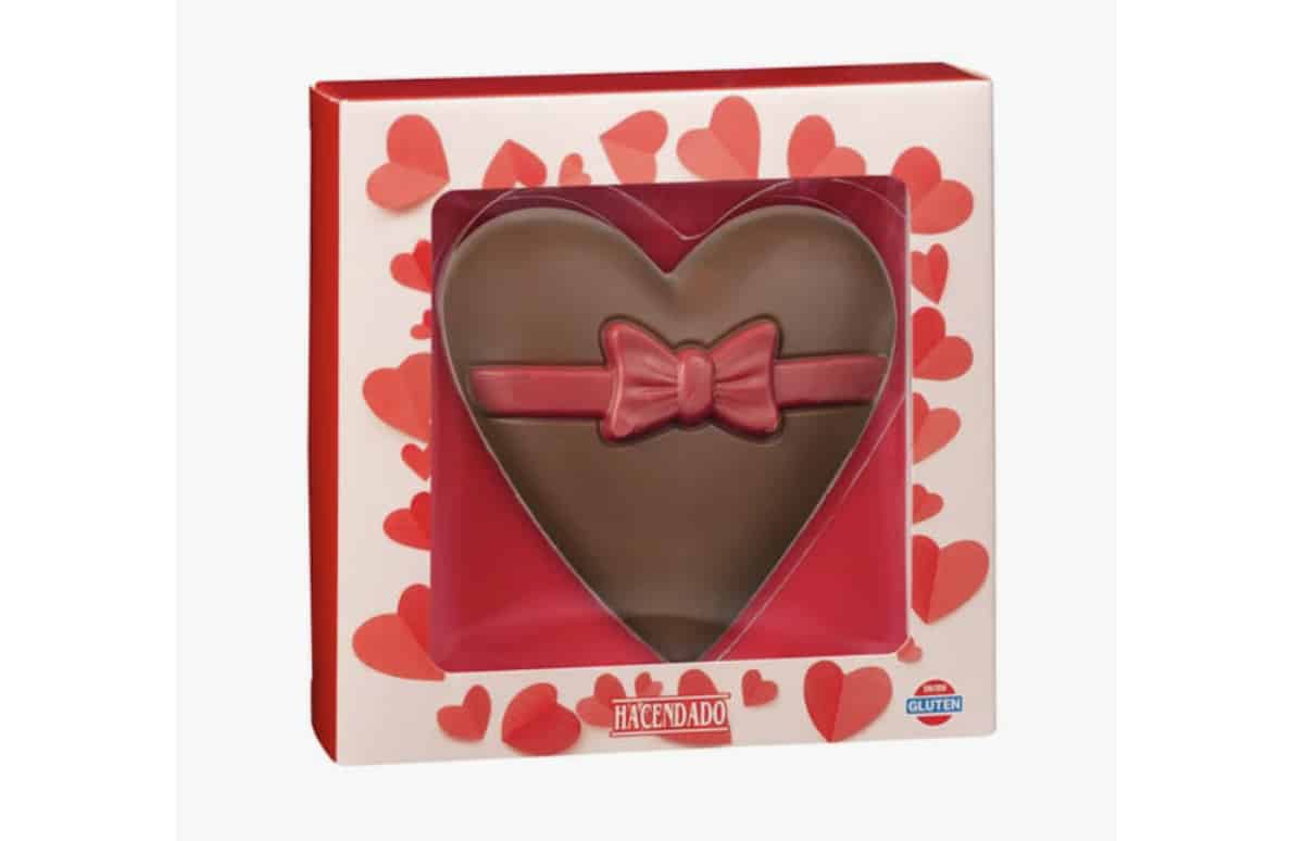 chocolate con leche san valentin con forma de corazon mercadona hacendado