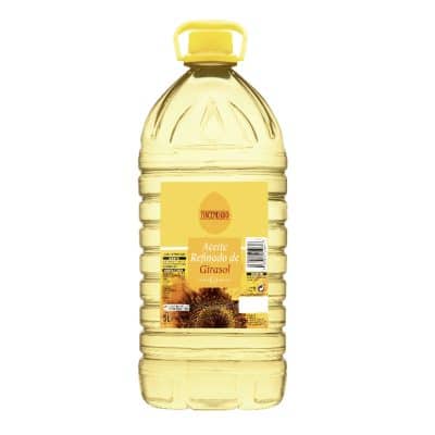 garrafa de 5 litros de aceite de girasol mercadona hacendado 0,2% acidez