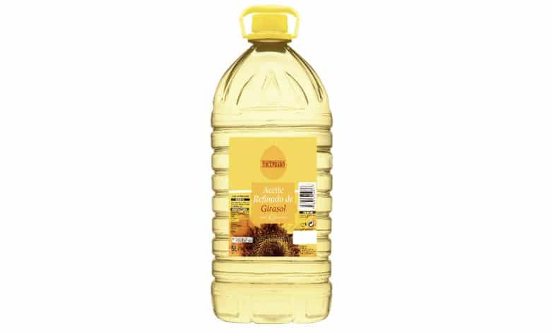 garrafa de 5 litros de aceite de girasol mercadona hacendado 0,2% acidez