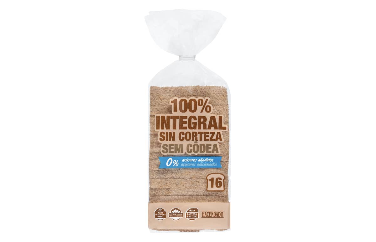 pan de molde integral sin corteza 0% de azúcares añadidos hacendado mercadona