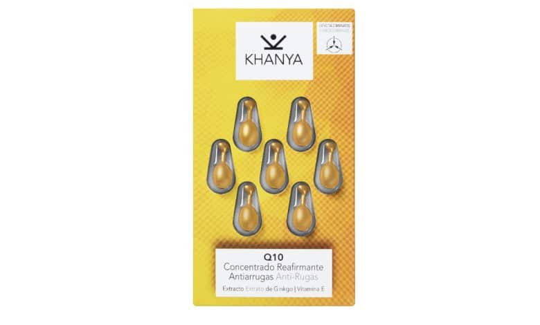 perlas faciales Q10 marca Khanya un concentrado reafirmante antiarrugas en Mercadona