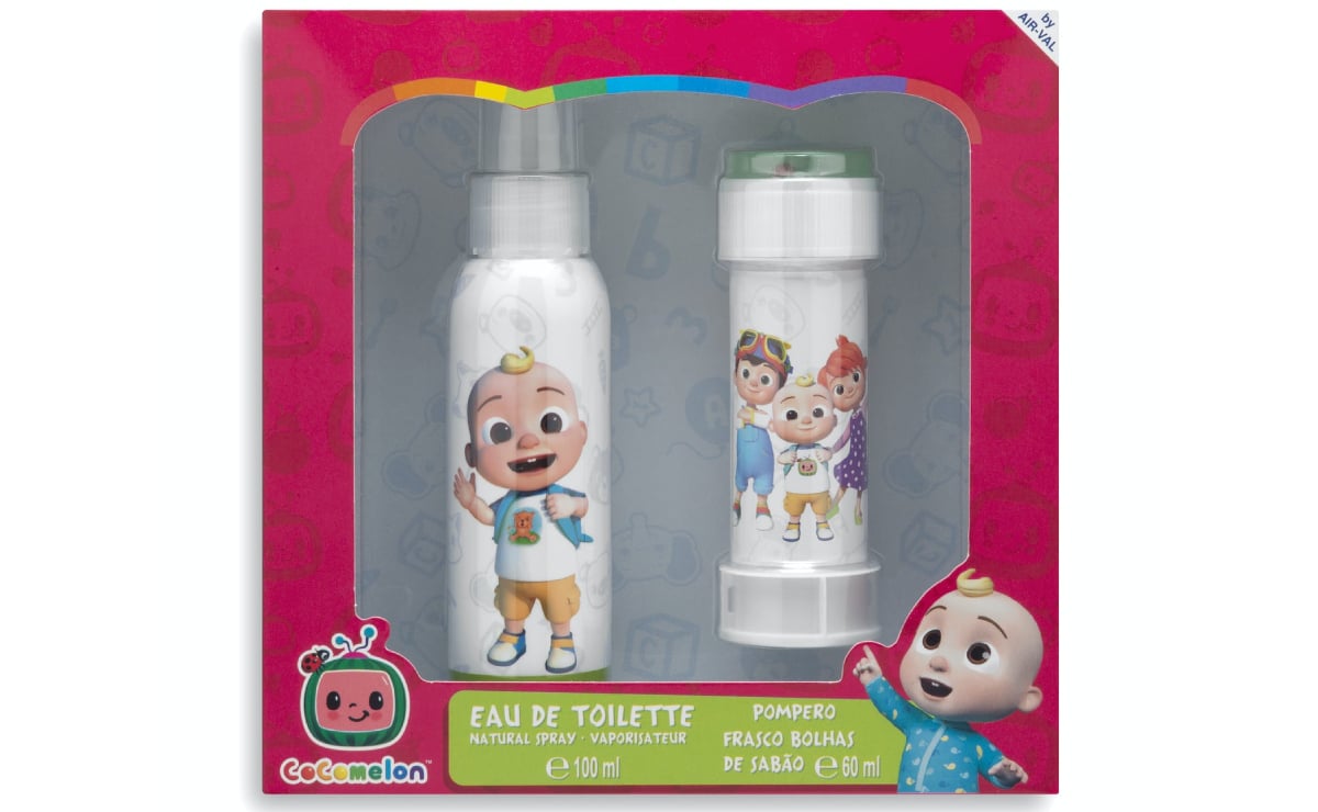 Lote infantil Cocomelon con agua de baño y frasco para burbujas de jabón en Mercadona