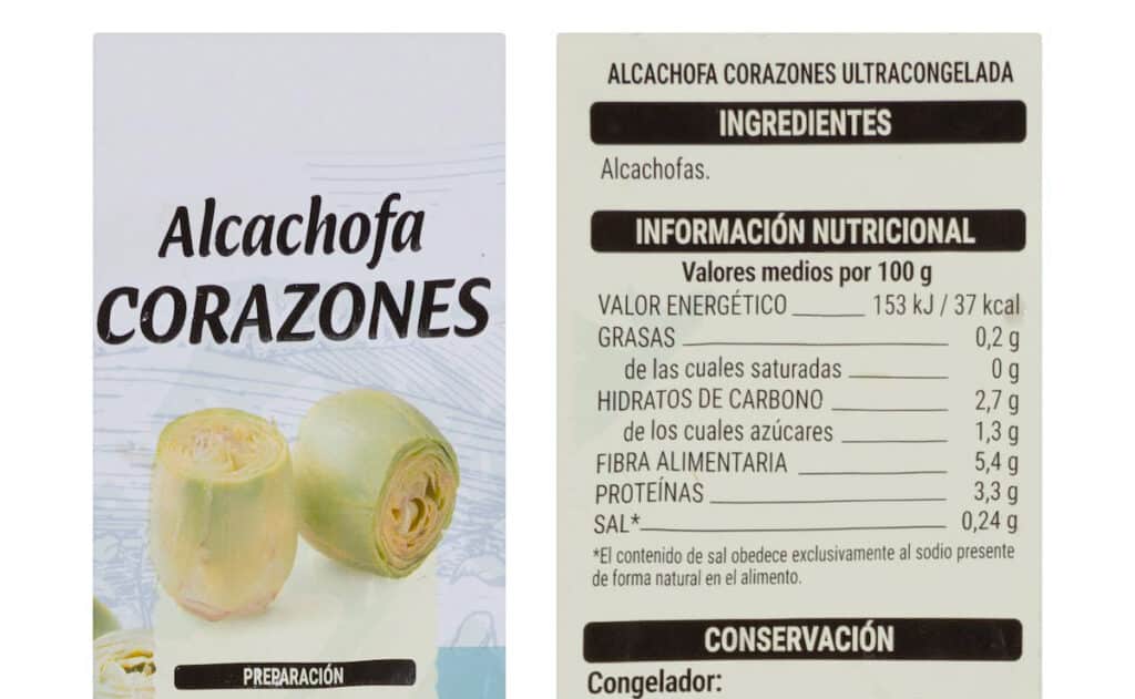valor nutricional alcachofas